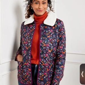 TALBOTS QUILTED BOMBER JACKET - WOODLAND DITSY